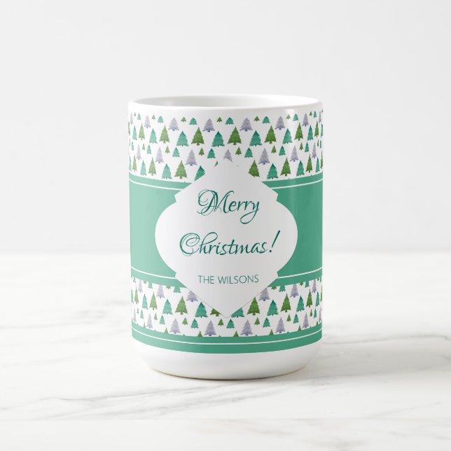 Taza De Café Árbol azul verde navideño (Centro)