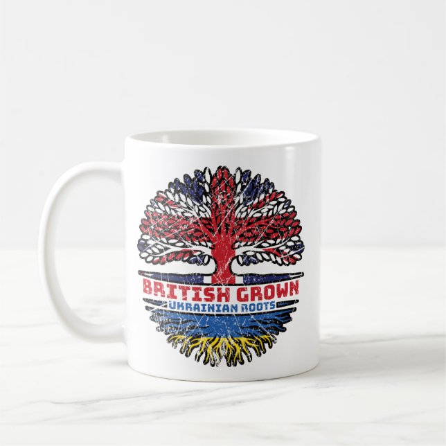 Taza De Café Árbol británico ucraniano del Reino Unido (Izquierda)