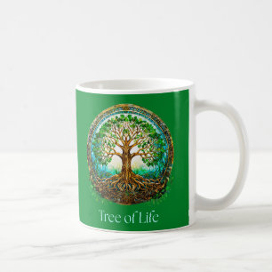 Taza De Café Árbol celta de vida en verde esmeralda