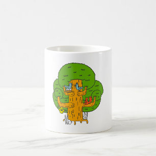 Taza De Café Árbol con animales forestales adornan la naturalez