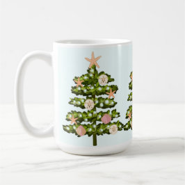 Taza De Café Árbol costero de Navidad de las conchas marinas