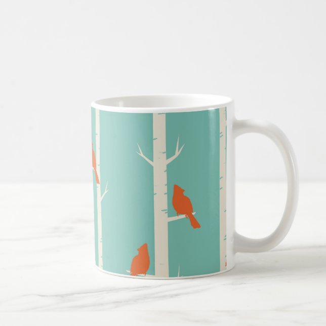 Taza De Café Árbol de abedul anaranjado verde azulado de los (Derecha)