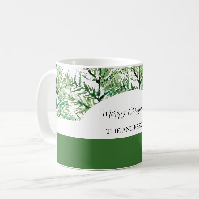 Taza De Café Árbol de acuarela artificial personalizado (Anverso izquierdo)