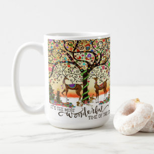 Taza De Café Árbol de adornos navideños de renos festivos