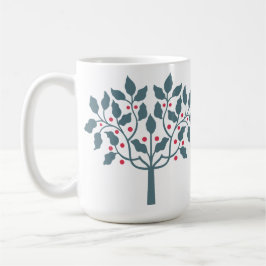 Taza De Café árbol de bayas de acebo