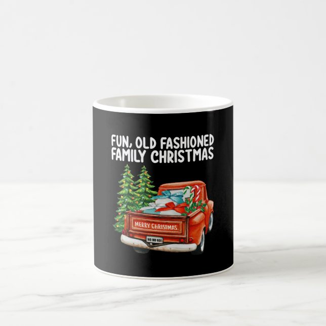 Taza De Café Árbol de camionetas de Navidades familiares de mod (Centro)