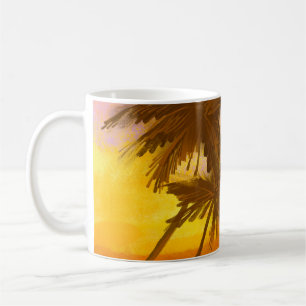Taza De Café Árbol de coco, tema tropical del verano.