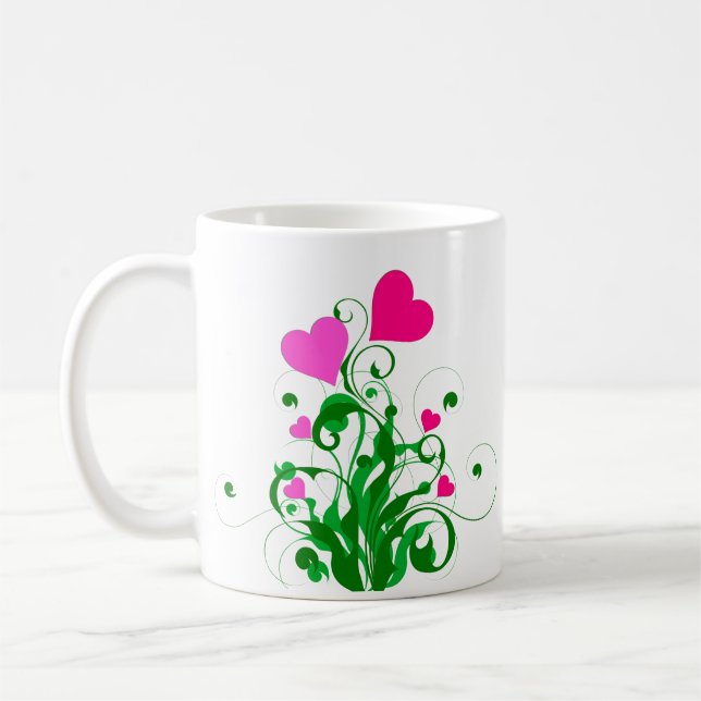 Taza De Café Árbol de corazones de amor (Izquierda)