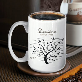 Taza De Café Árbol de familia grande personalizado (20 nombres)