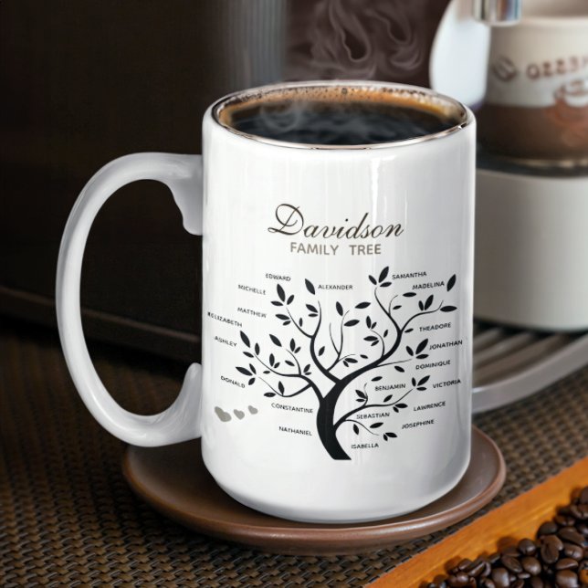 Taza De Café Árbol de familia grande personalizado (20 nombres) (Subido por el creador)