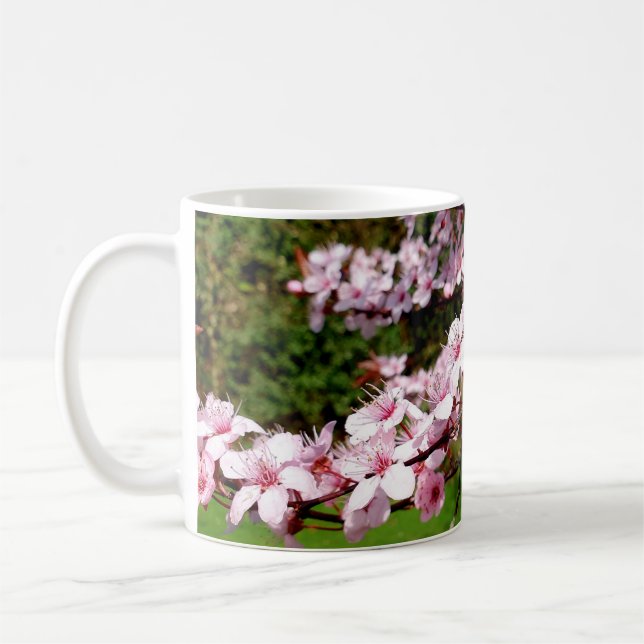 Taza De Café Árbol de flores de cerezo en el parque (Izquierda)