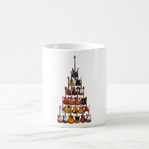 Taza De Café Árbol de guitarra luces de Navidad música rock