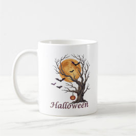 Taza De Café Árbol de Halloween y Jack-o'-Lantern de calabaza