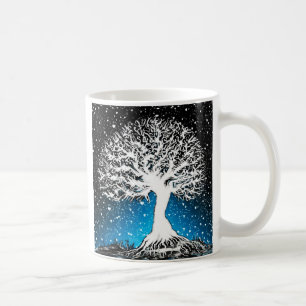 Taza De Café Árbol de invierno azul - Nieve
