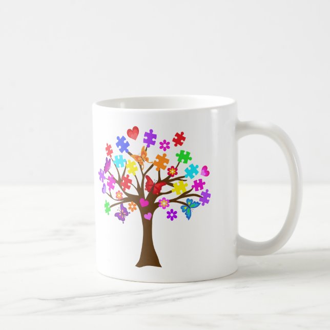 Taza De Café Árbol de la conciencia del autismo (Derecha)