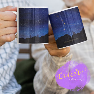 Taza De Café Árbol de la Noche Estrellada Oro Cáncer Constelaci