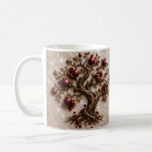 Taza De Café Árbol de la Vida con Granadas Arte en Relieve 3D