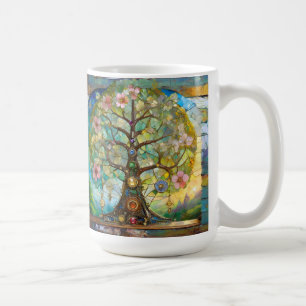 Taza De Café Árbol de la Vida Florido de 7 Chakras