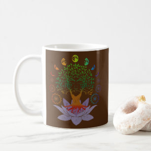 Taza De Café árbol de la vida loto flor fases de la luna sagra