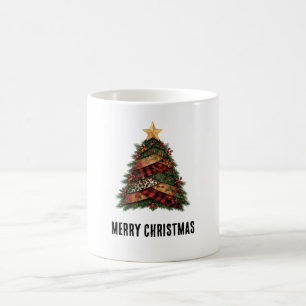 Taza De Café Árbol de Navidad a cuadros Feliz Navidad