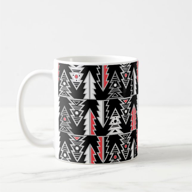 Taza De Café Árbol de navidad abstracto geométrico moderno o (Izquierda)