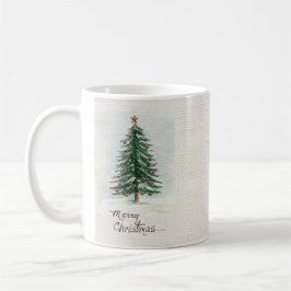 Taza De Café Árbol de navidad acuarela de estilo antiguo en nie