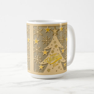 Taza De Café Árbol de Navidad Alegre, Siluetas de Copo de Nieve