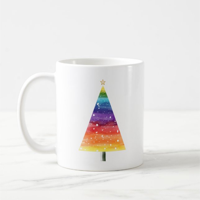Taza De Café Árbol de navidad arcoiris (Izquierda)