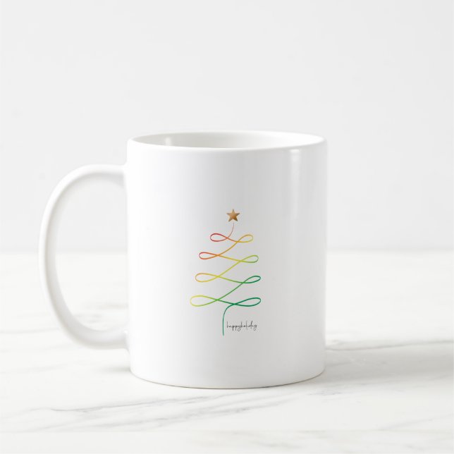 Taza De Café Árbol de Navidad arcoiris (Izquierda)