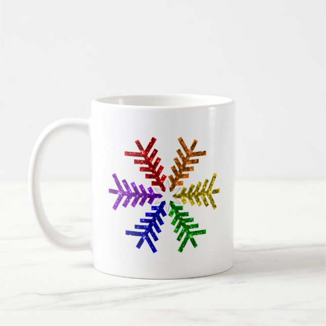 Taza De Café Árbol de Navidad Arcoiris Snowflake Mug (Izquierda)