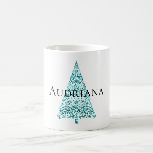 Taza De Café Árbol de Navidad azul Aqua (Centro)