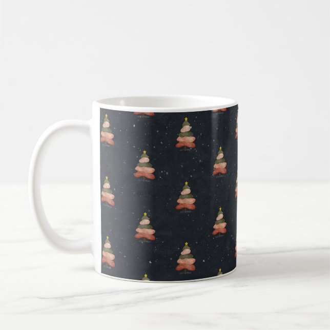Taza De Café Árbol de Navidad Azul de Medianoche - Diseño noctu (Izquierda)