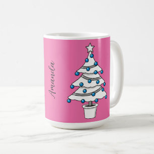 Taza De Café Árbol de Navidad Blanco Añadir su nombre