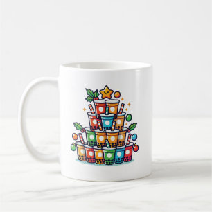 Taza De Café Árbol de Navidad Boba - Funny Bubble Tea Holiday