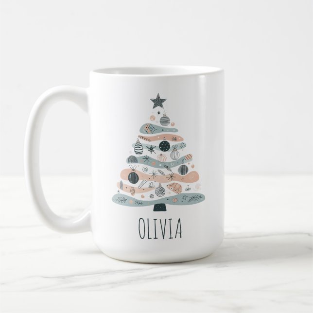 Taza De Café Árbol de Navidad Boho Adorable (Izquierda)