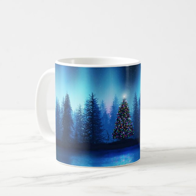 Taza De Café Árbol de Navidad Bosque pacífico de Navidad (Anverso izquierdo)