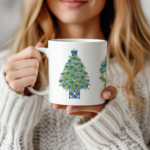 Taza De Café Árbol de Navidad Chinoiserie y guirnalda