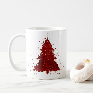 Taza De Café Árbol de Navidad clásico   Rojo de cardenales rico