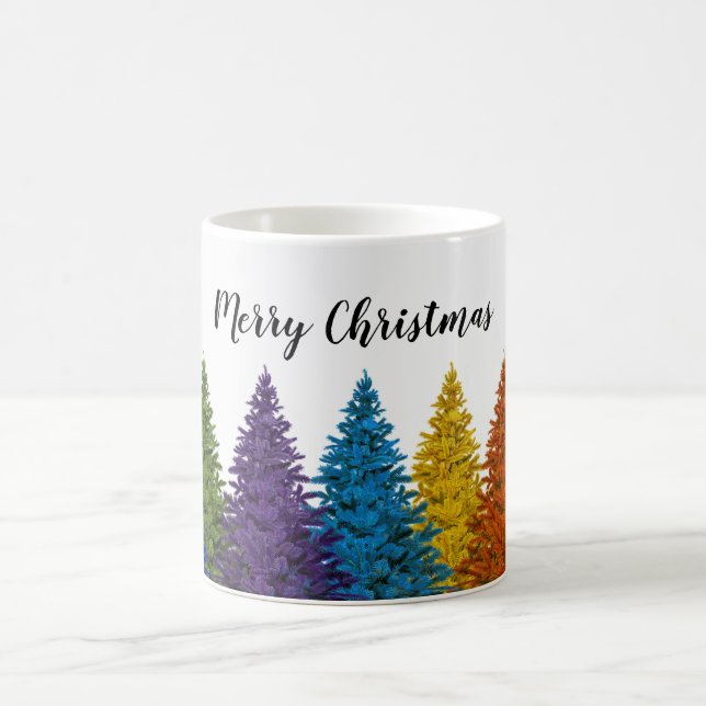 Taza De Café Árbol de Navidad con bandera arcoiris del orgullo  (Centro)