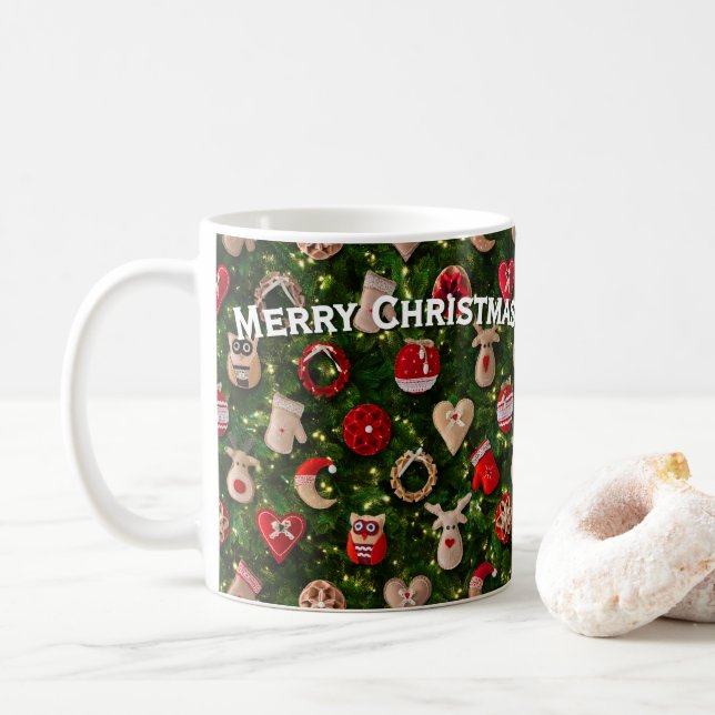 Taza De Café Árbol de Navidad con juguetes de fieltro (Con donut)
