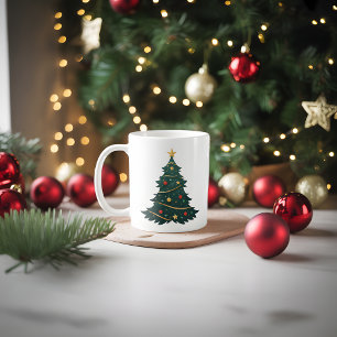 Taza De Café Árbol de Navidad con ornamentos y estrellas