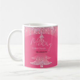 Taza De Café Árbol de Navidad con Purpurina Rosa