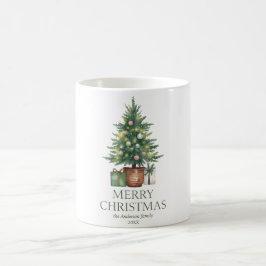 Taza De Café Árbol de navidad de acuarela rústica no foto