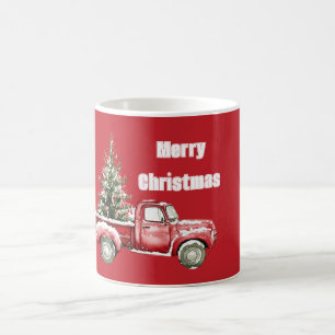 Taza De Café Árbol de Navidad de Camión Rojo