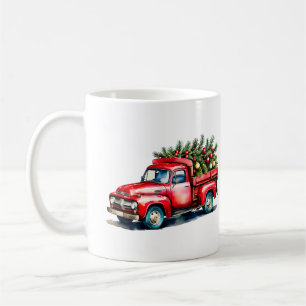 Taza De Café Árbol de Navidad de Camión Rojo Vintage