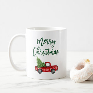 Taza De Café Árbol de Navidad de Camión Vintage con Guión Ve