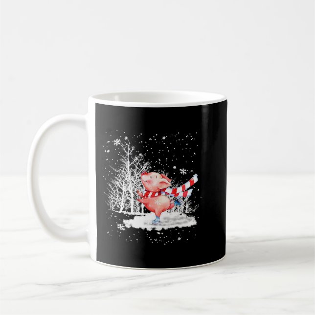 Taza De Café Árbol De Navidad De Cerdo Cuidadoso En La Nieve Me (Izquierda)