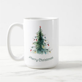 Taza De Café Árbol de navidad de color de agua minimalista
