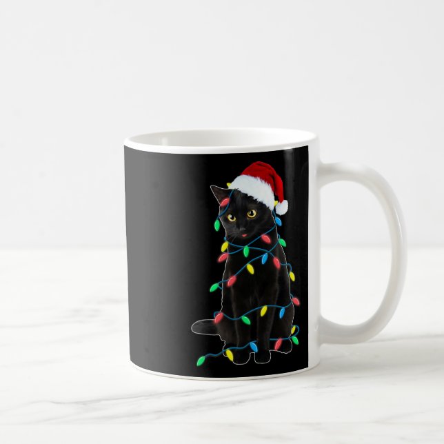 Taza De Café Árbol de navidad de gato negro ilumina Santa Kitte (Derecha)