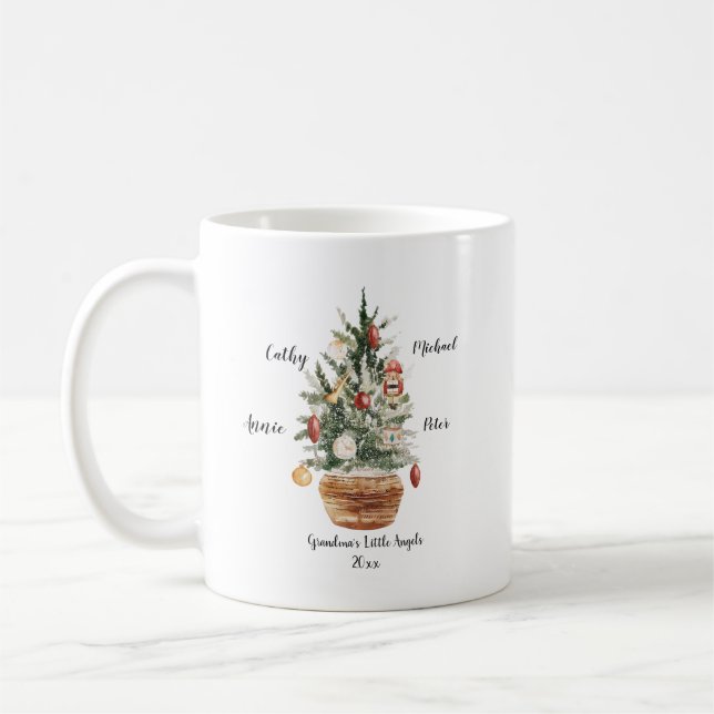 Taza De Café Árbol de Navidad de nietos familiares personalizad (Izquierda)